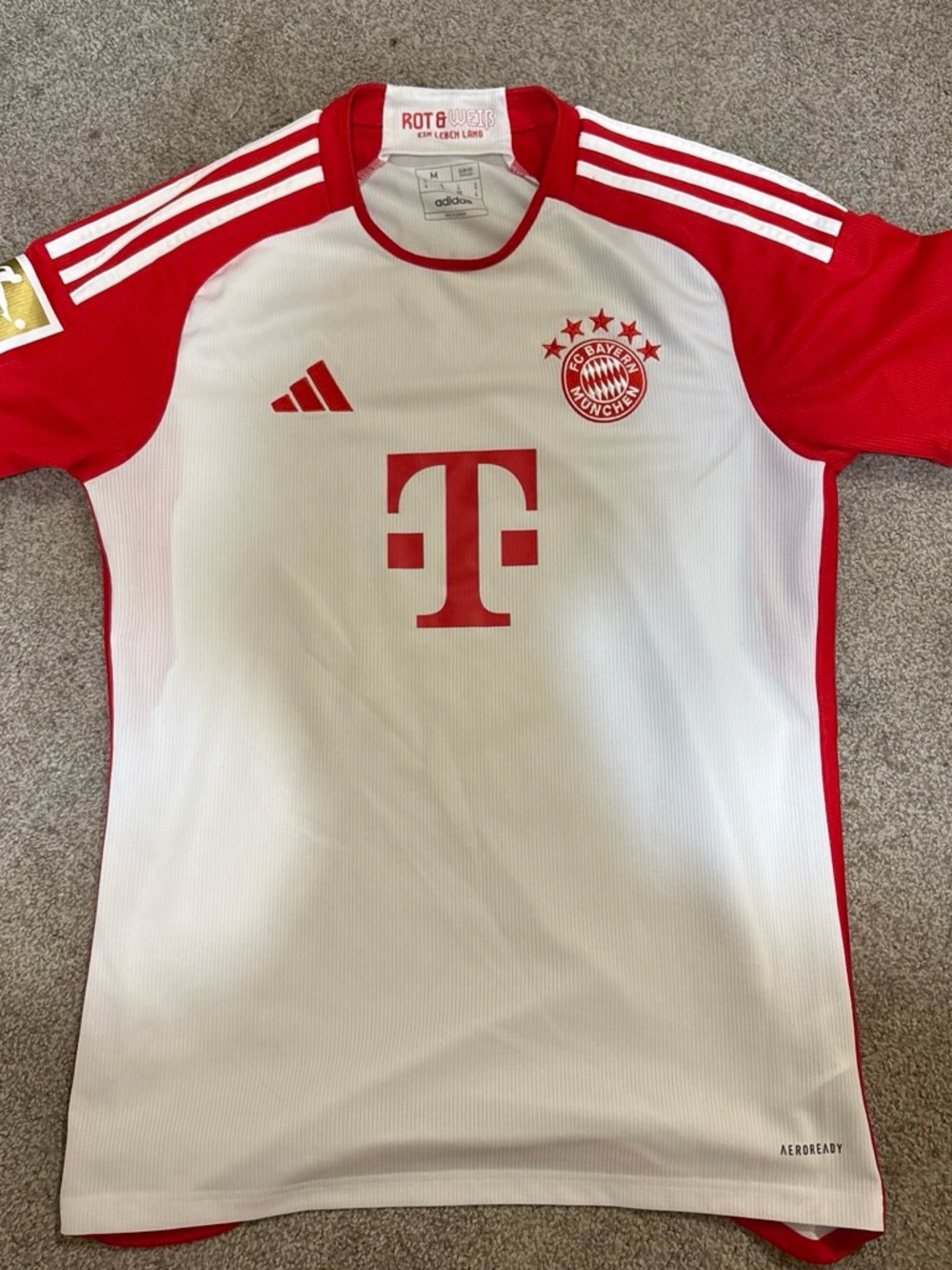 adidas White and Red Bayern Munich Men's Jersey